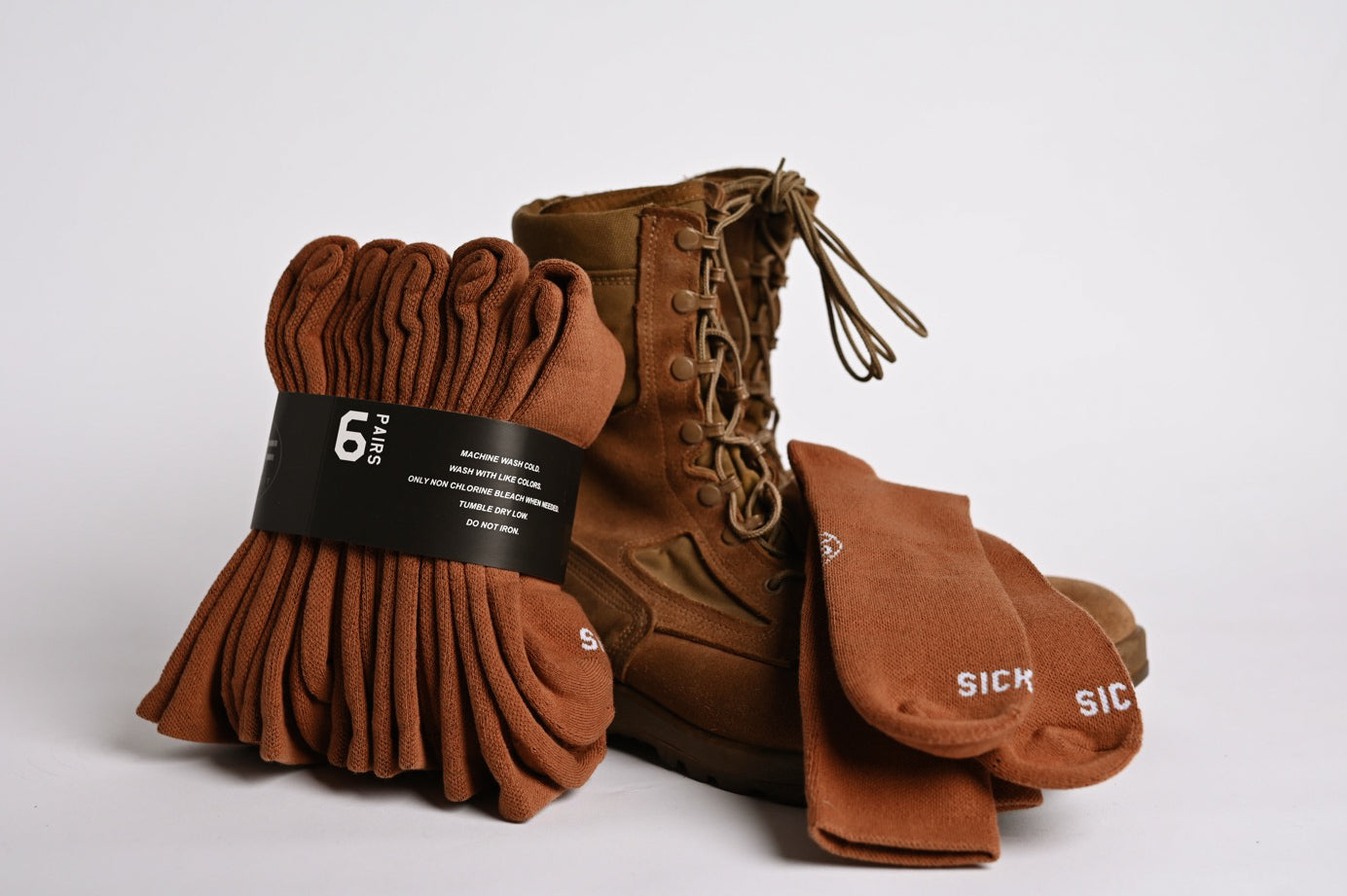 SickFit Tactical Moisture Wicking Boot Socks- Brown